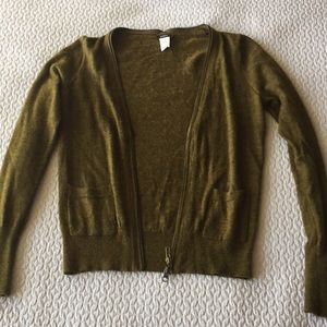 JCrew zipper cardigan, olive green